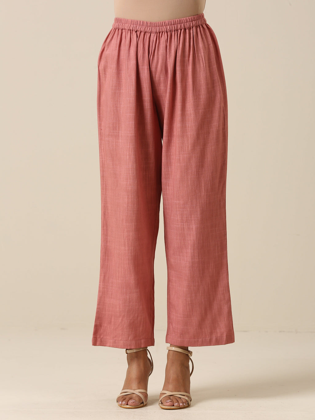 trueBrowns Light Mauve Slub Textured Sleeveless Short Co-Ord Set