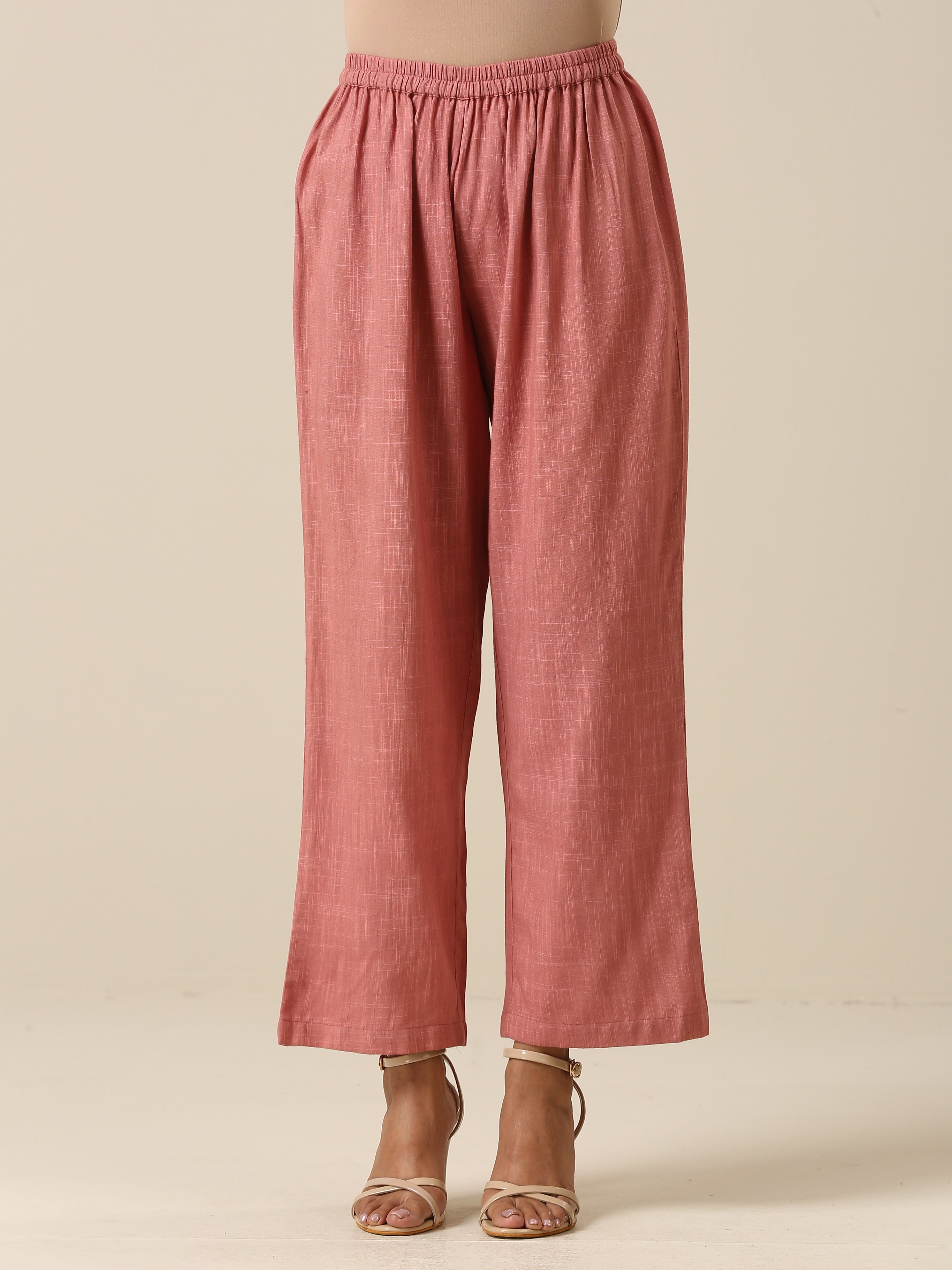 trueBrowns Light Mauve Slub Textured Sleeveless Short Co-Ord Set