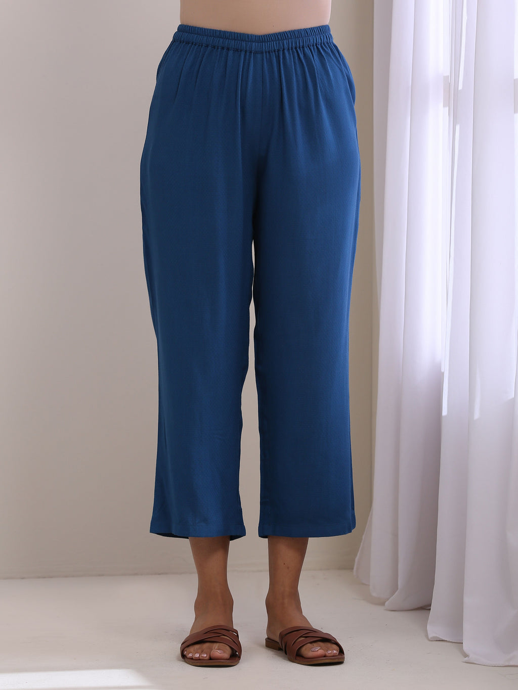 trueBrowns Classic Blue Dobby Pleated Co-Ord Set