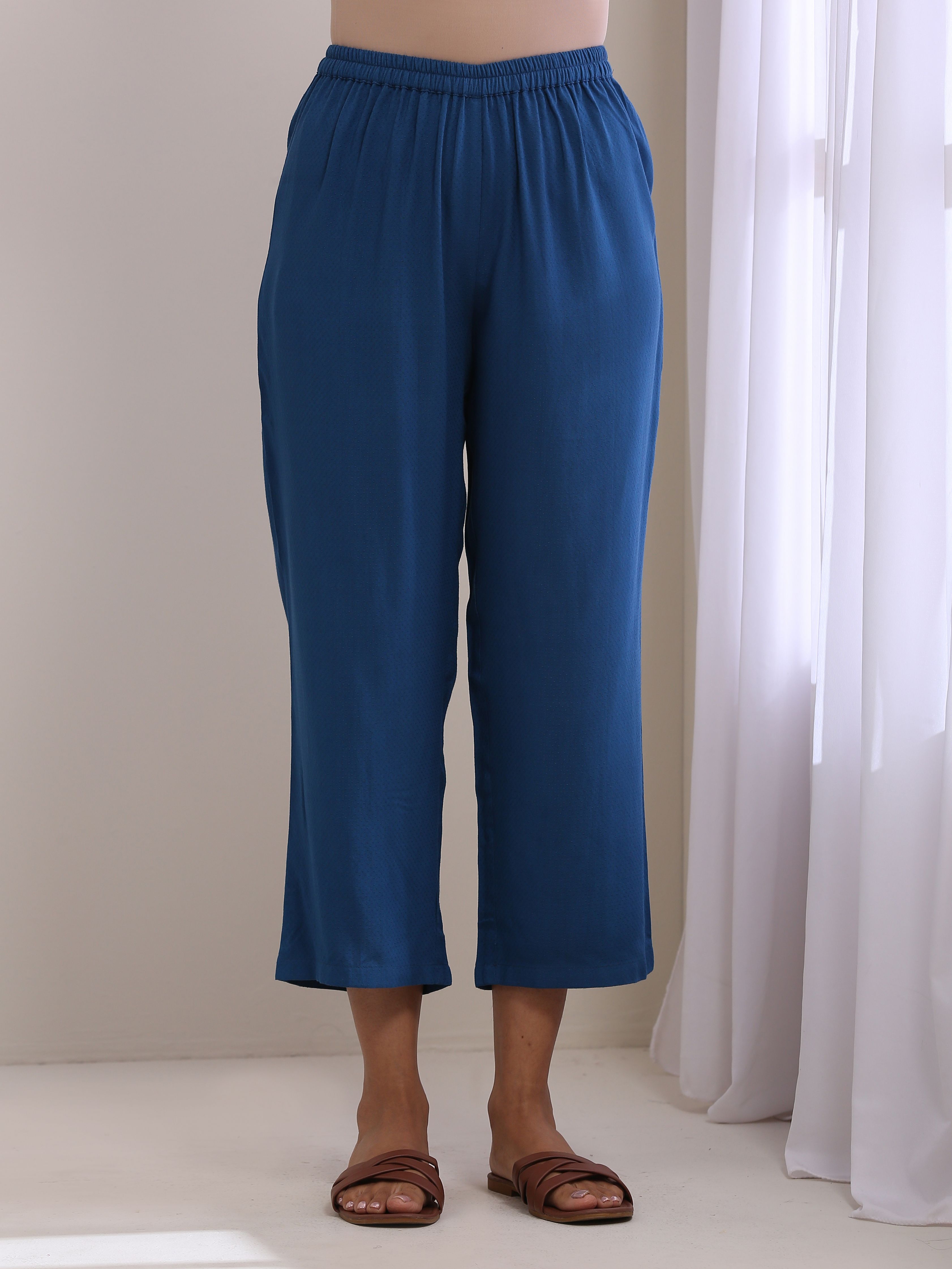 trueBrowns Classic Blue Dobby Pleated Co-Ord Set