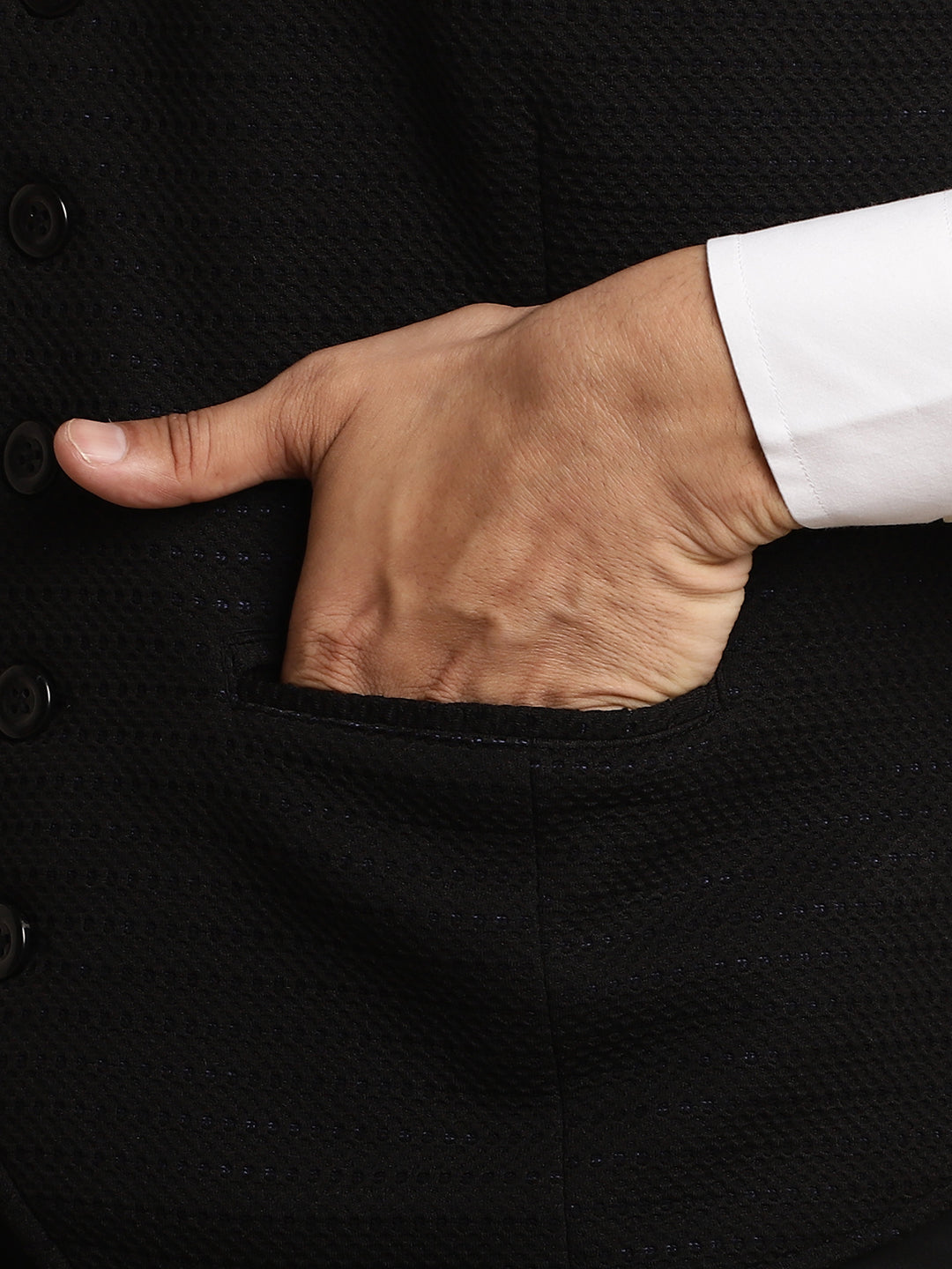 Even Apparels Men's Black Waistcoat with Notched Lapel
