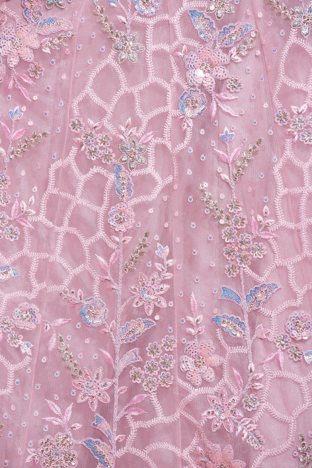 House of Panchhi Pink Color Net Sequins Work Lehenga
