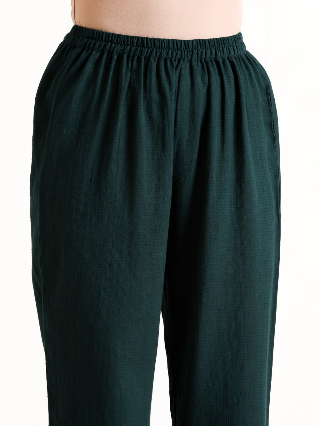trueBrowns Dark Green Sleeveless Flared Kurta Pant Set