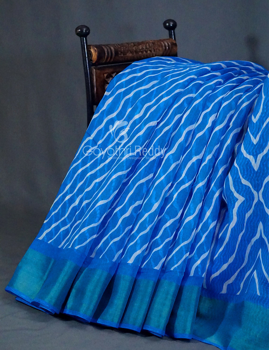 Shades of Blue with Lehariya Design Semi Chanderi Saree By Gayathri Reddy Designer Studio