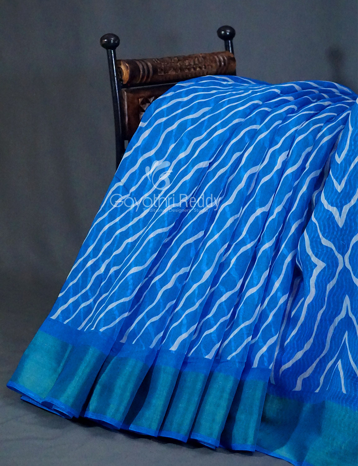 Shades of Blue with Lehariya Design Semi Chanderi Saree By Gayathri Reddy Designer Studio