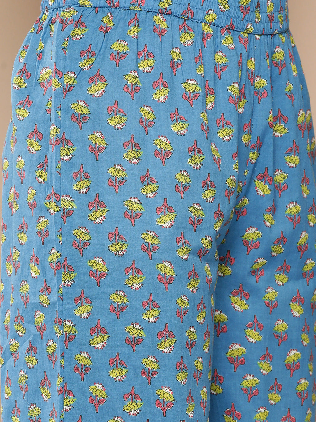 KSUT (House of Varanga) Blue Floral Printed Anarkali Kurta Paired With Printed Palazzo And Dupatta
