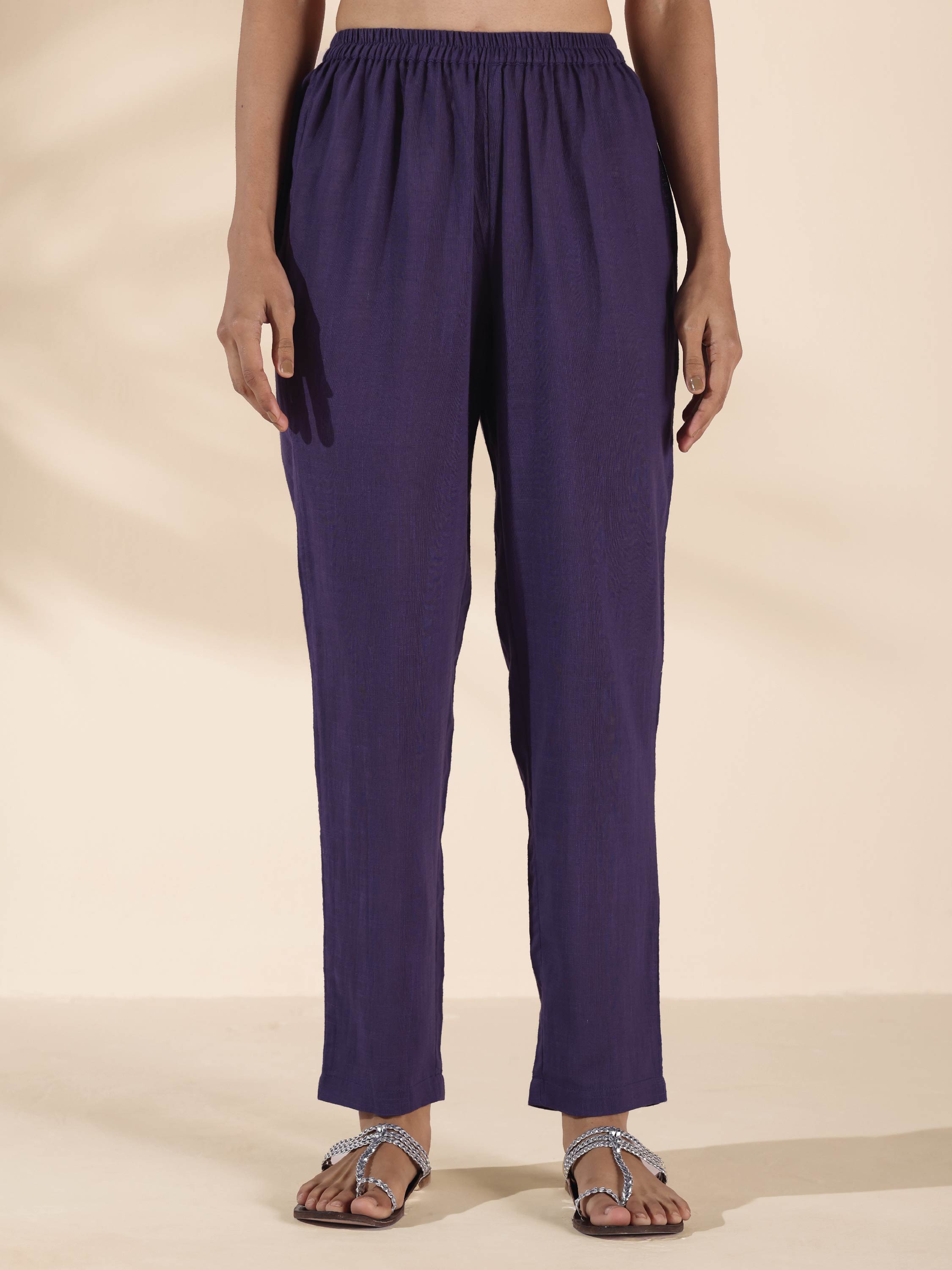 trueBrowns Lime Cotton Dobby High-Low Kurta Pant Set