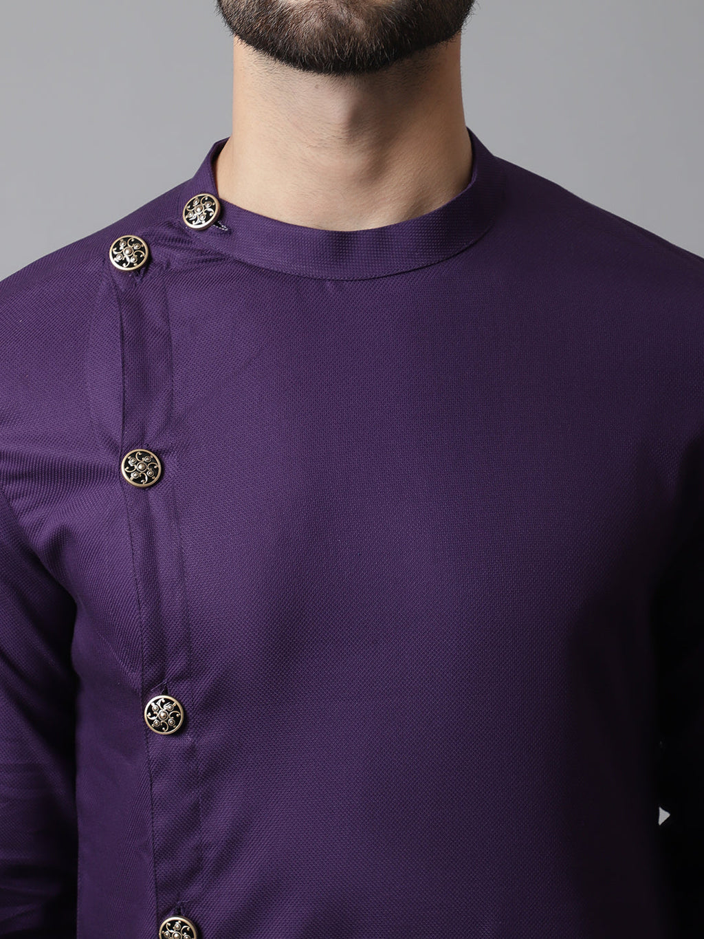 Even Apparels Purple Sherwani Kurta With Asymetrical Cut