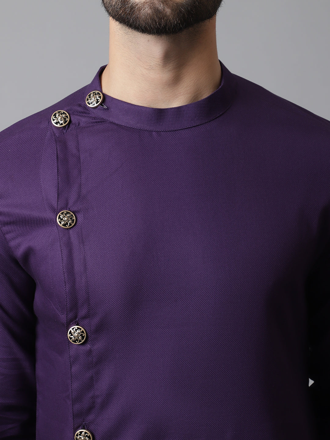 Even Apparels Purple Sherwani Kurta With Asymetrical Cut