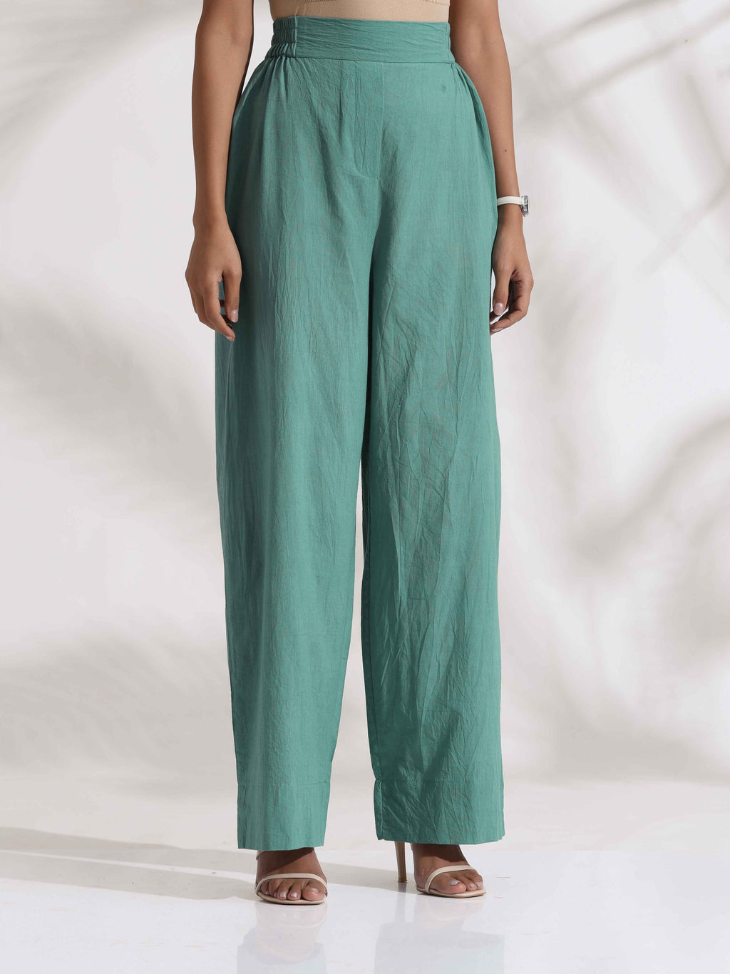 trueBrowns Green Cotton Print Jacket Top Co-ord Set