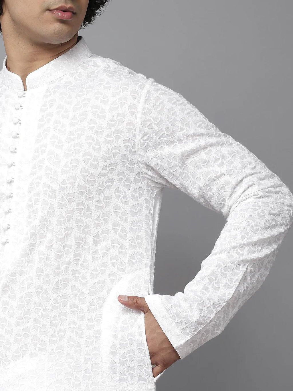 Fabmade Elegant Chikankari Embroidered Straight Kurta With Pyjama