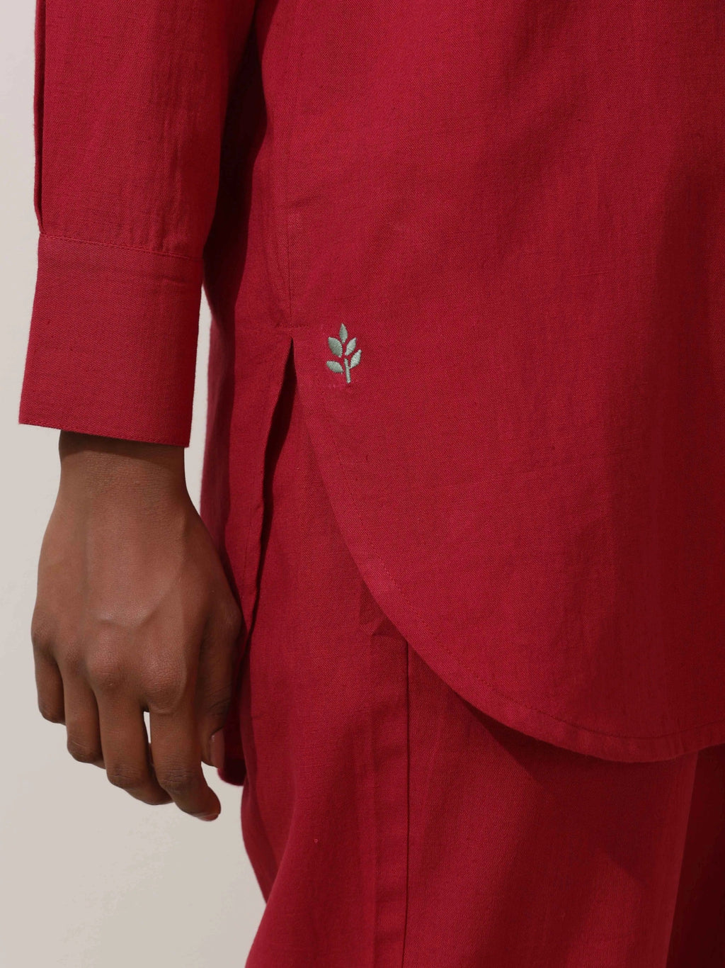 trueBrowns Maroon Cotton Linen Co-Ord Set