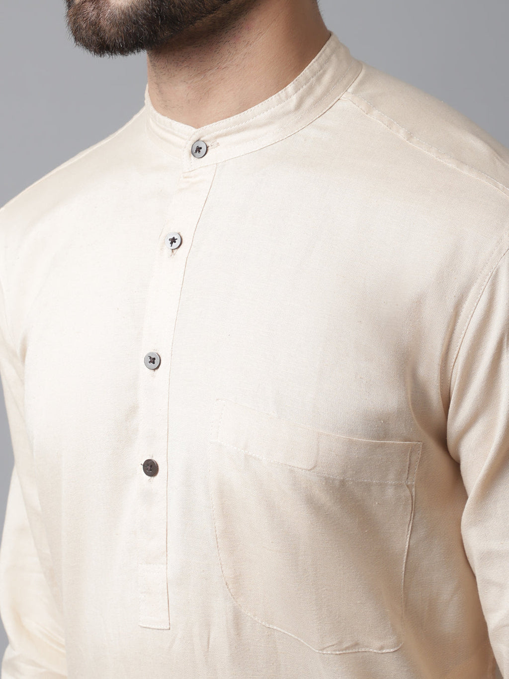 Even Apparels Brown Pure Cotton Kurta With Band Collar