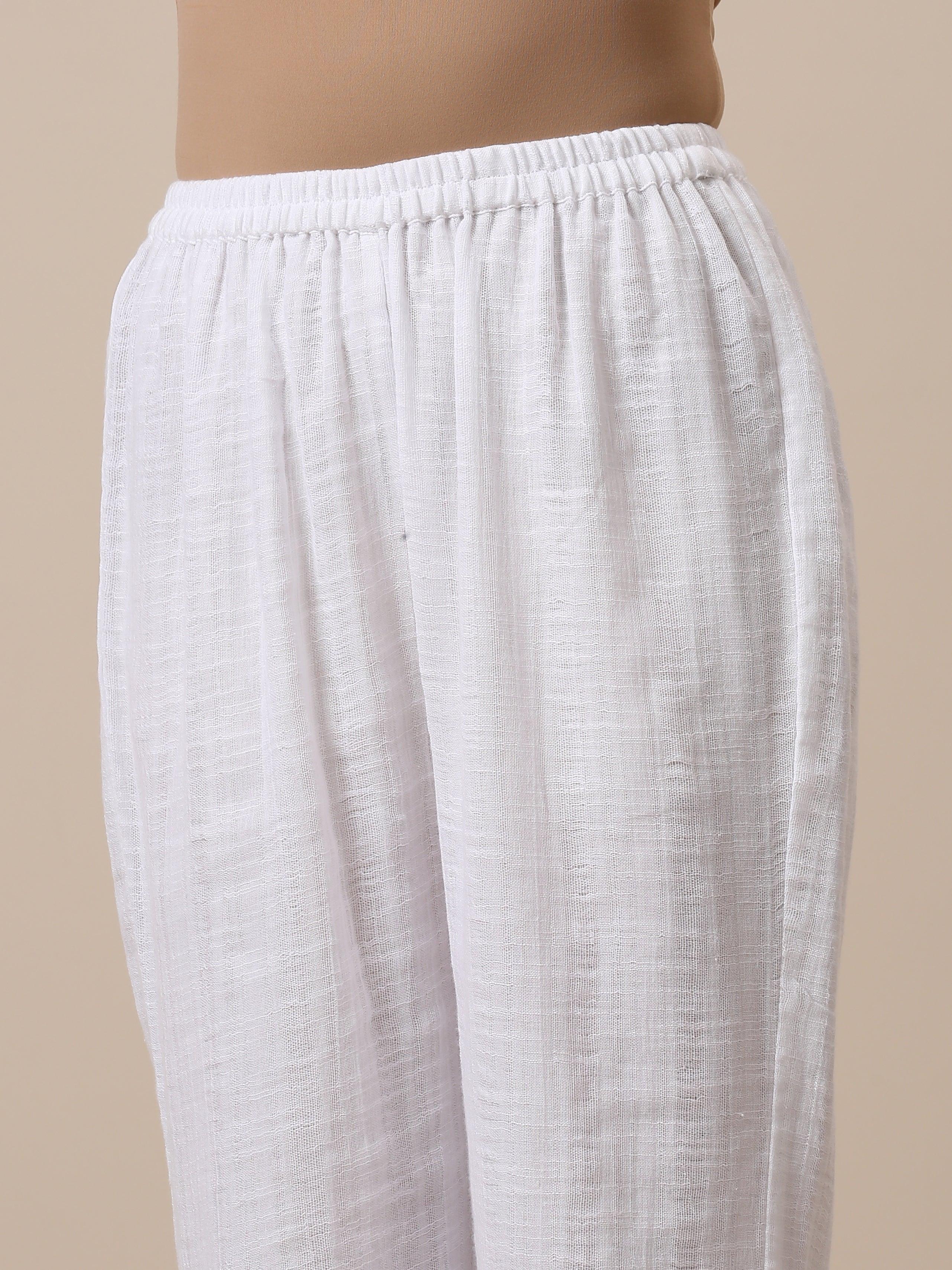trueBrowns Gauze White Short Co-Ord Set