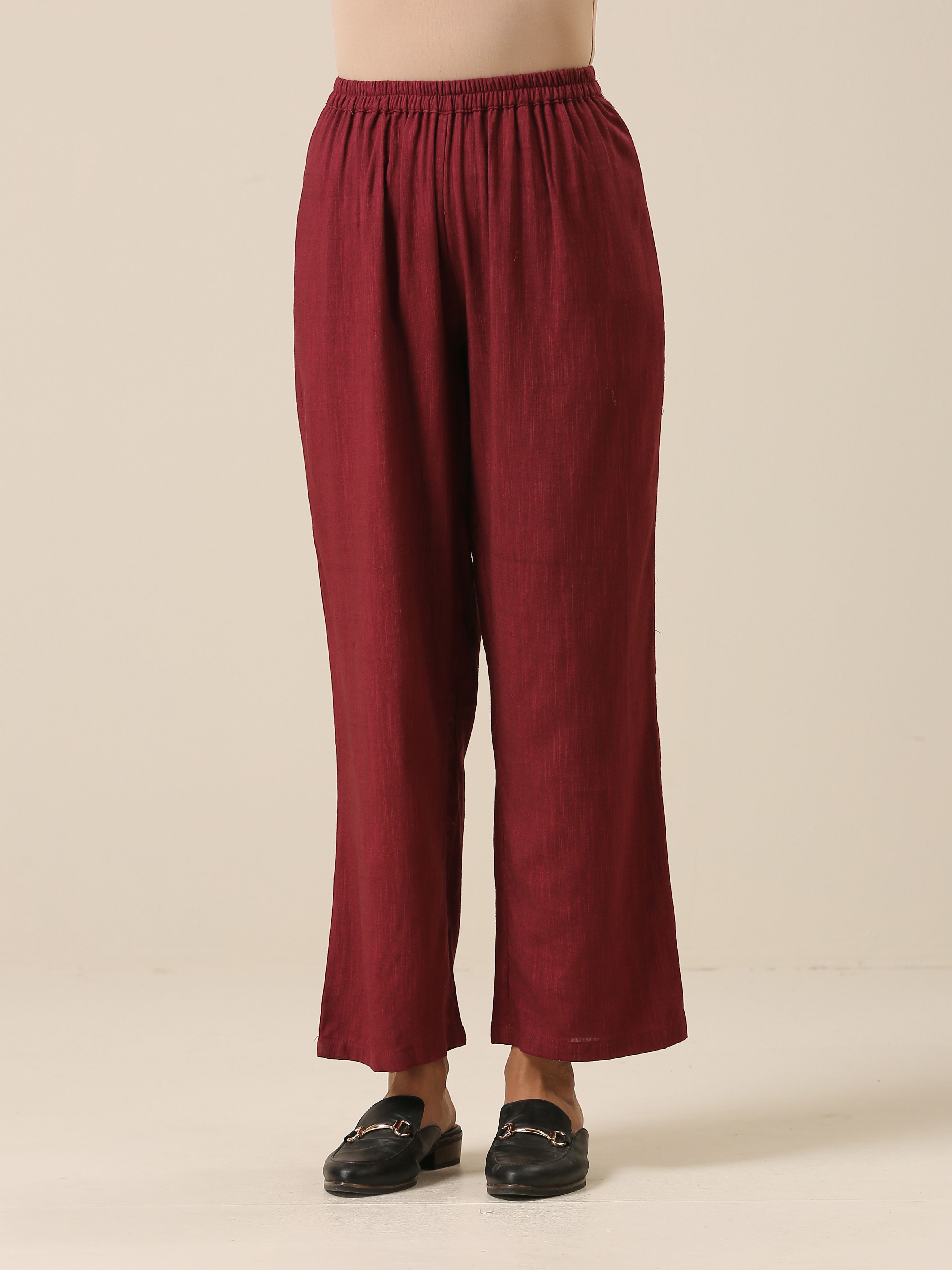 trueBrowns Ruby Wine Slub Textured Collar Co-Ord Set