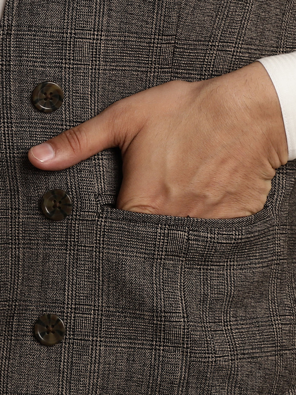 Even Apparels Men's Brown Double Breast Waistcoat