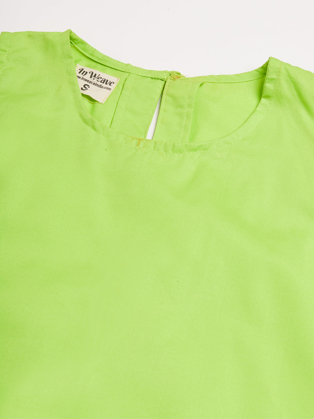 InWeave Women's Lime Green Short Kurta Palazzo Set