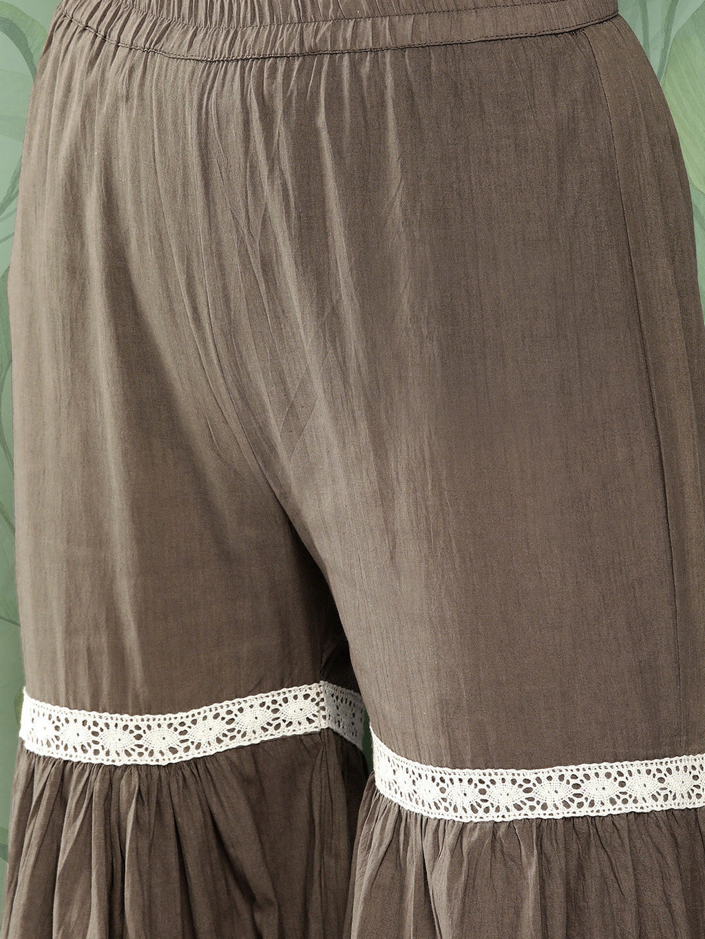 InWeave Women's Olive Shade Tropical Sharara Set
