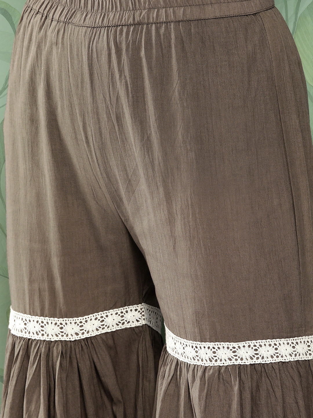 InWeave Women's Olive Shade Tropical Sharara Set