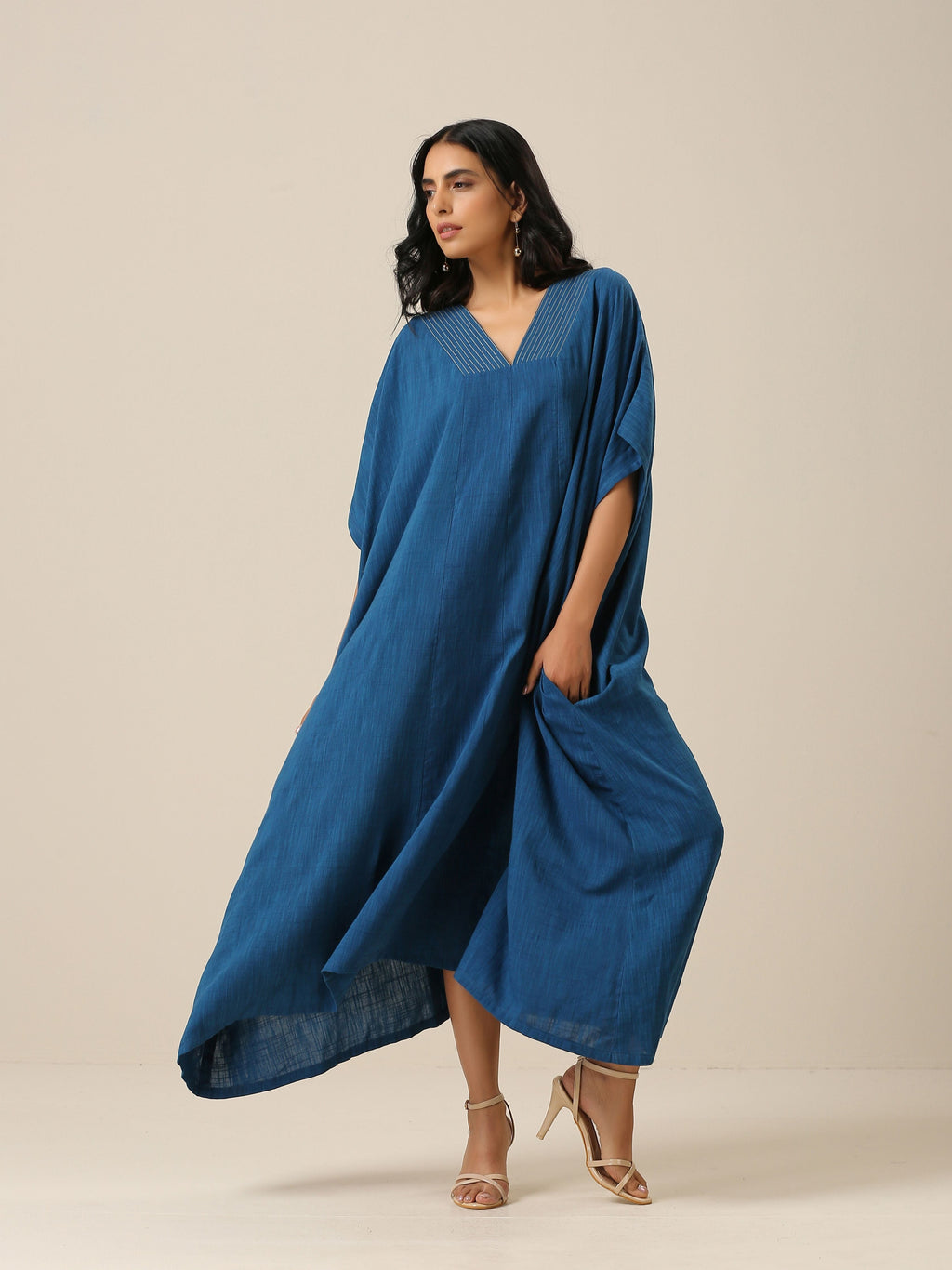 trueBrowns Classic Blue Panel Kaftan dress