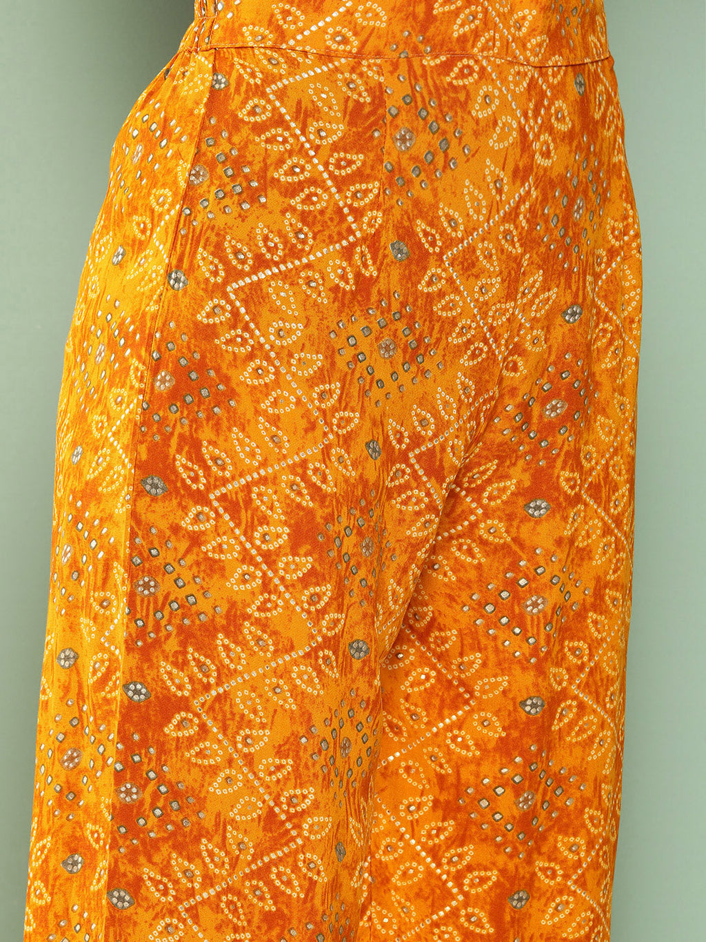 InWeave Women's Muatsrd Bandhej Print Raisa Back Detial Long Coords Set