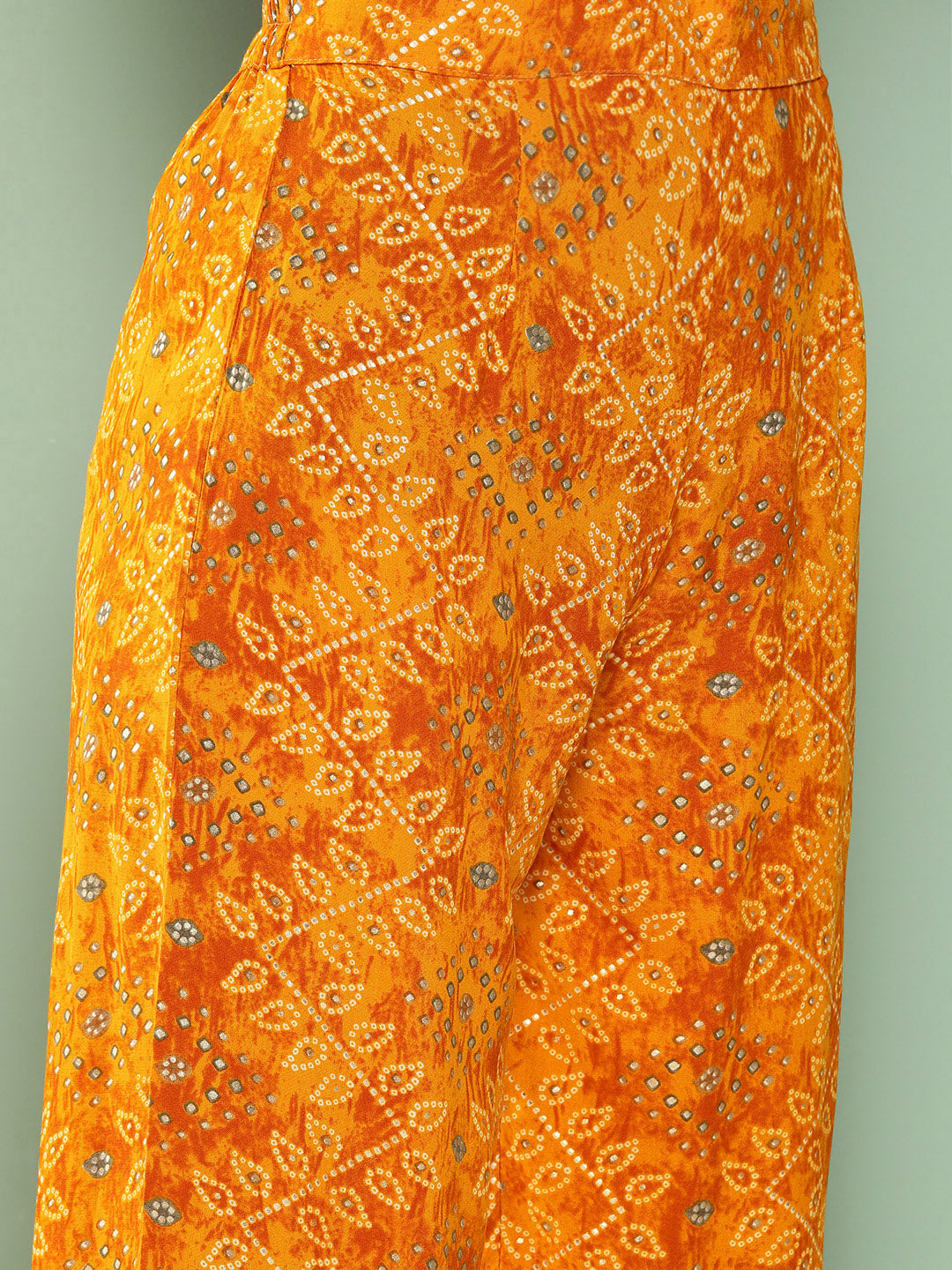 InWeave Women's Muatsrd Bandhej Print Raisa Back Detial Long Coords Set