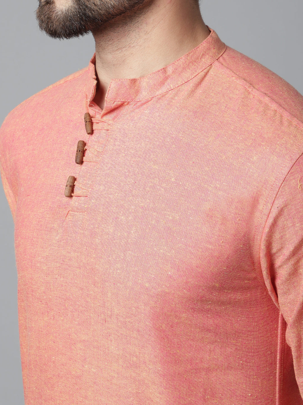Even Apparels Orange Pure Cotton Kurta With Band Collar