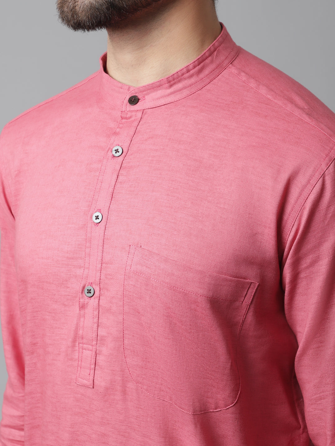 Even Apparels Rust Pure Cotton Kurta With Band Collar