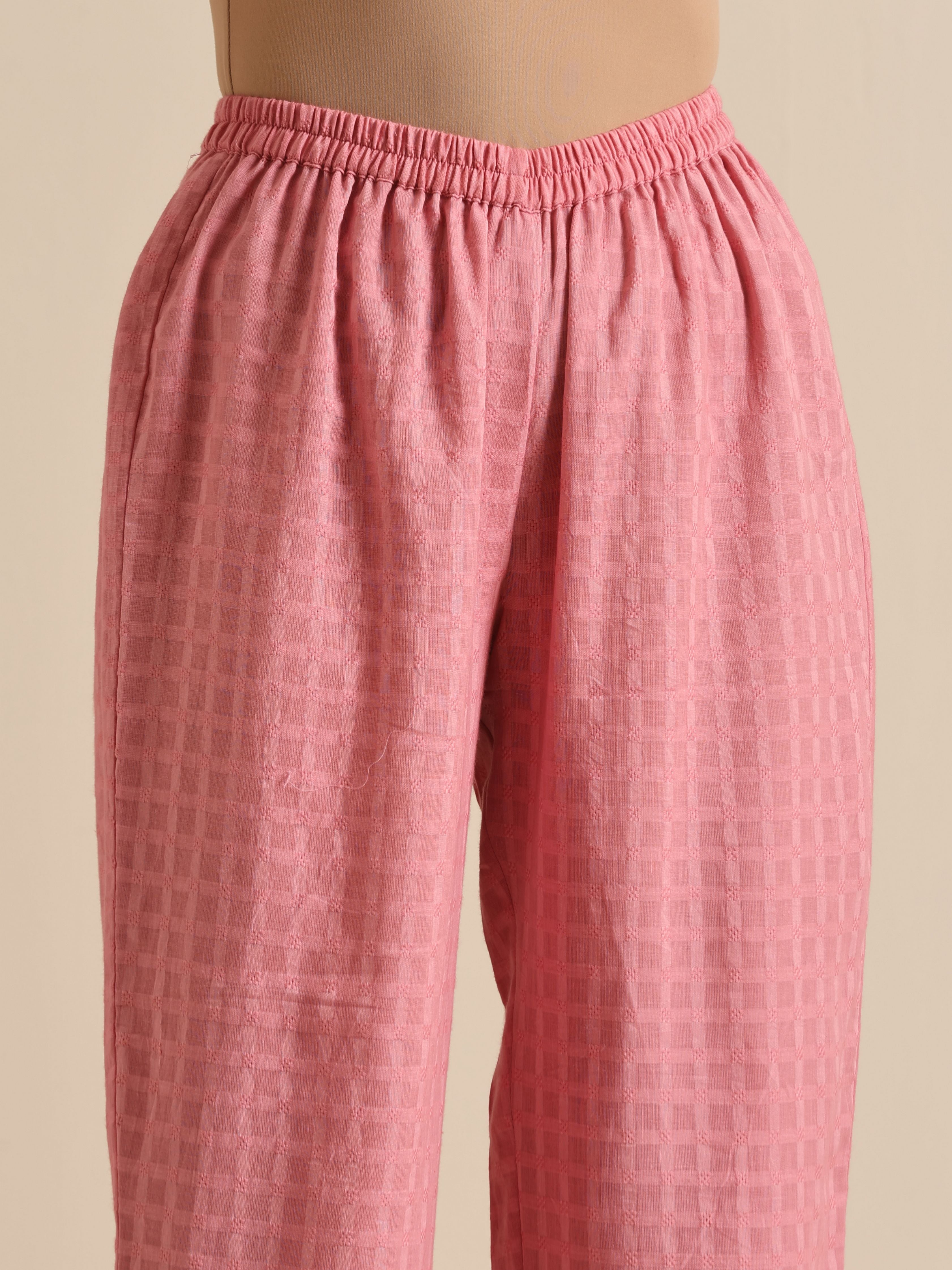trueBrowns Light Pink Dobby Oversized Co-Ord Set