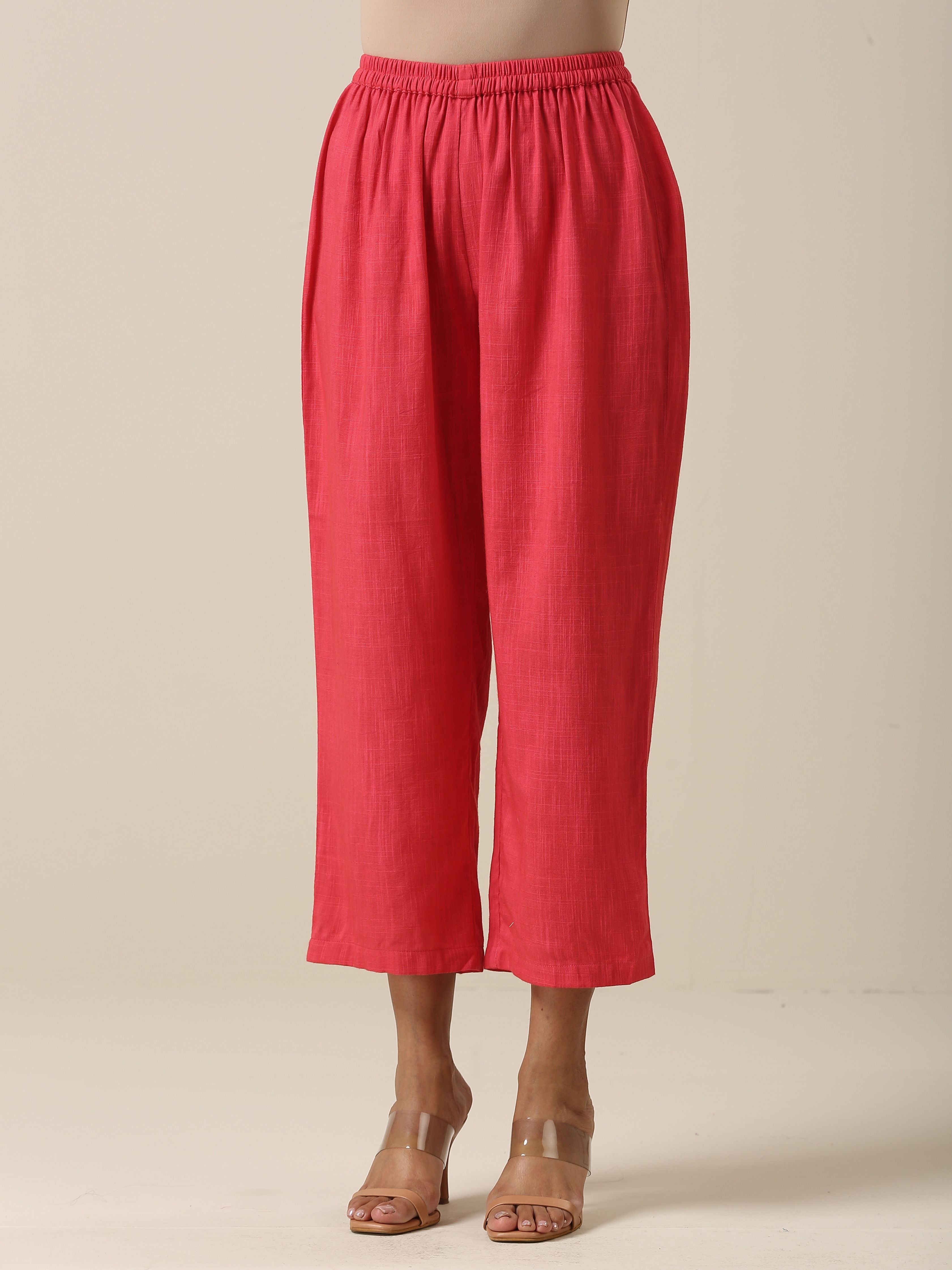 trueBrowns Bright Pink Slub Texture Baggy Sleeve Co-Ord Set