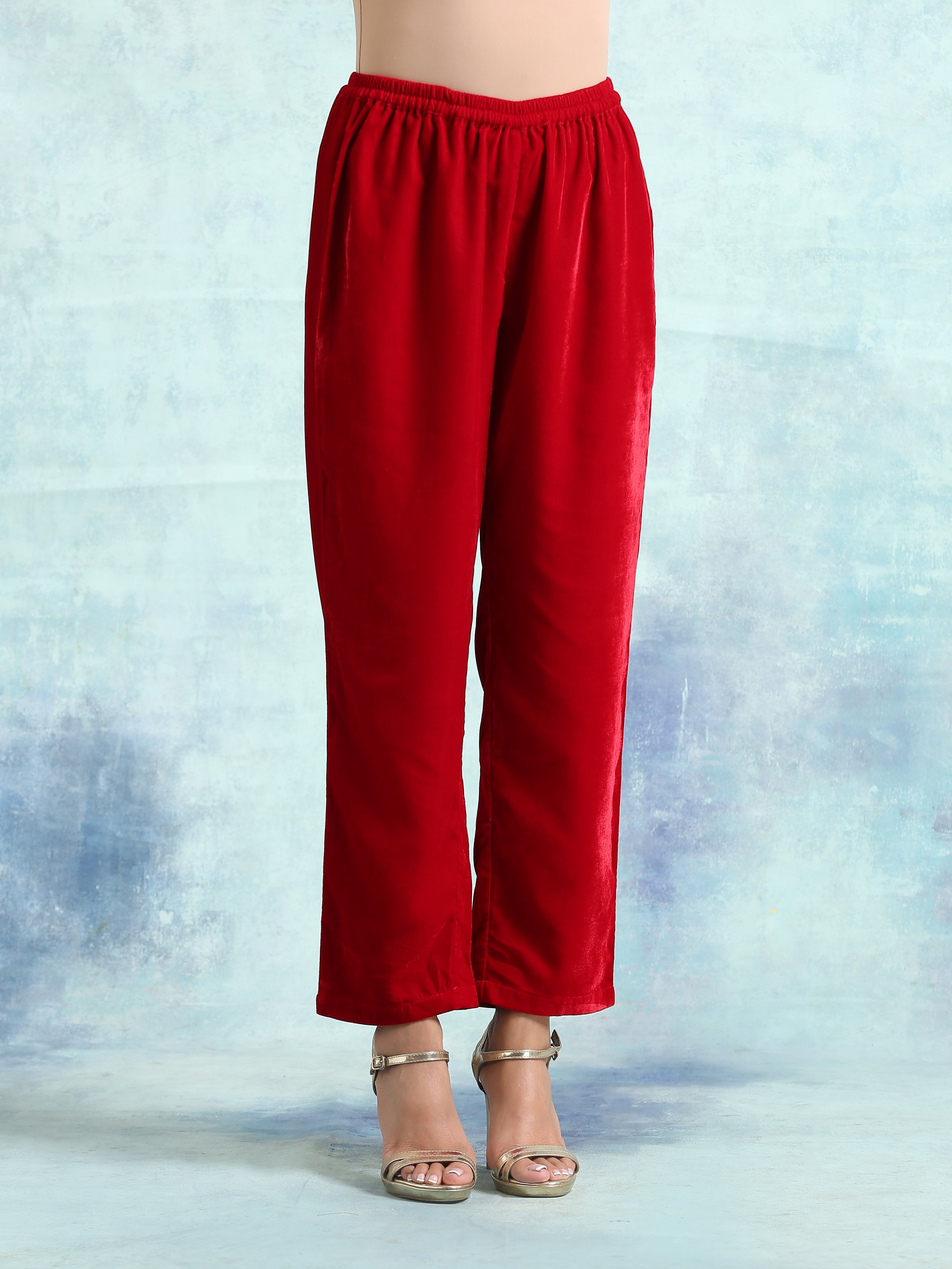 trueBrowns True Red Velvet Lace Co-Ord Set