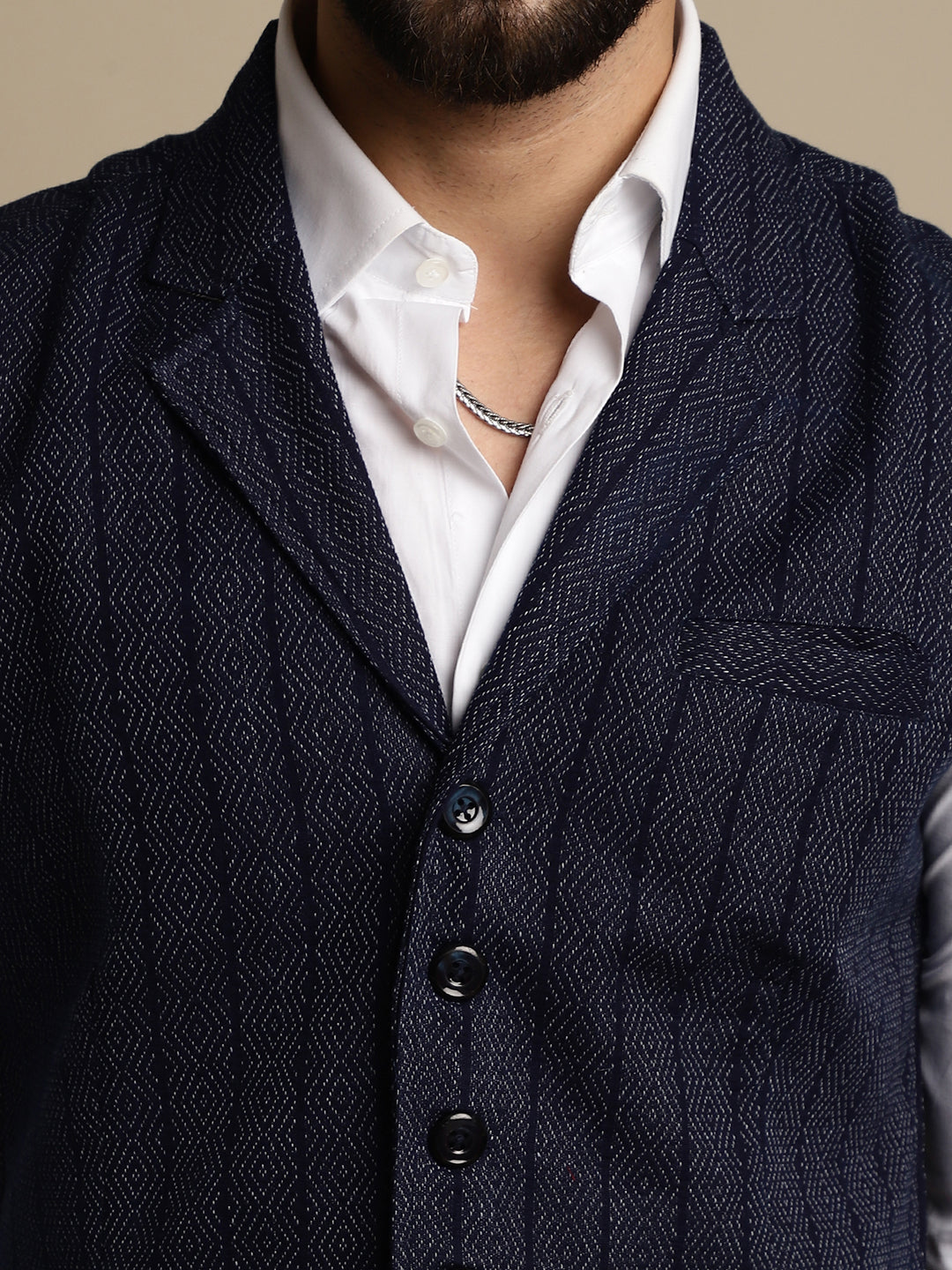Even Apparels Men's Blue Waistcoat with Notched Lapel