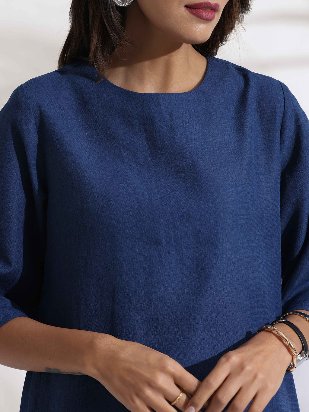 trueBrowns Blue Slub Dress