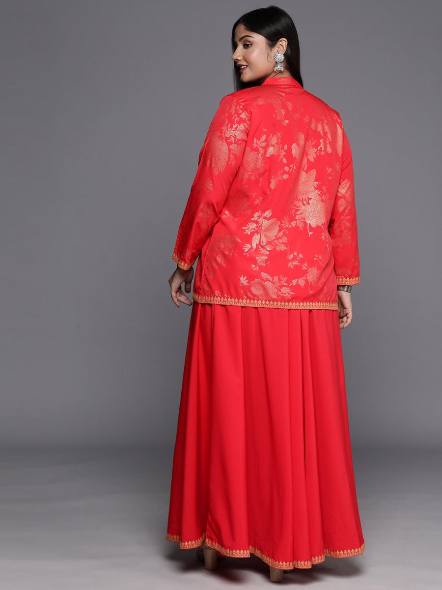 Ahalyaa Plus Size Ethnic Top & Skirt with Shrug