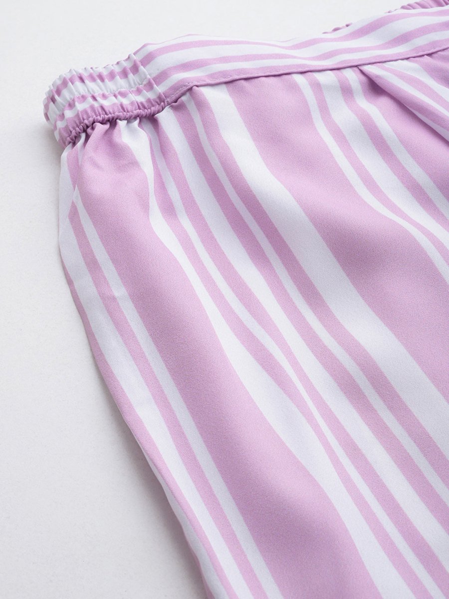 Ahalyaa Plus Size Striped Tunic with Palazzos
