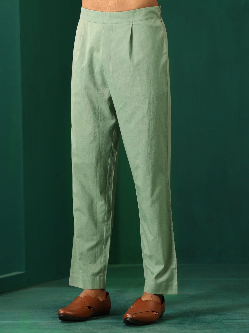 trueBrowns Men's Mint Green Dobby Co-ord Set