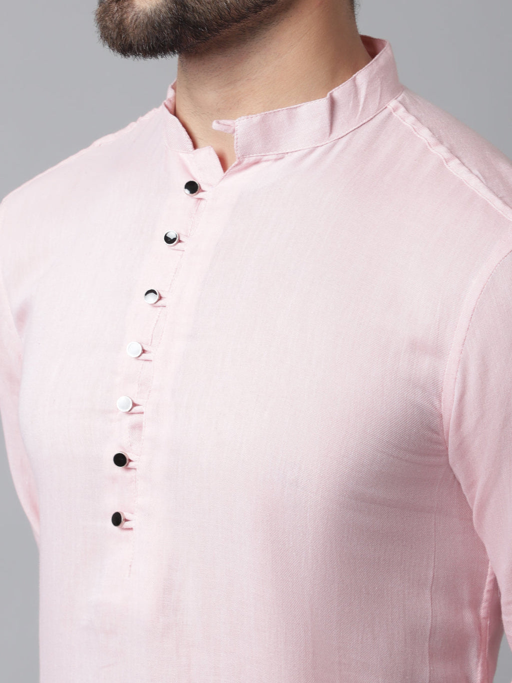 Even Apparels Pink Pure Cotton Kurta With Band Collar