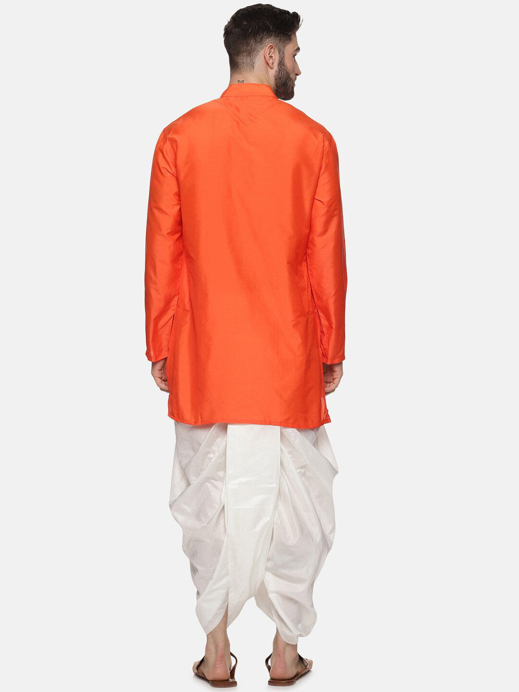 Sethukrishna Men Orange Kurta with Dhoti Pants