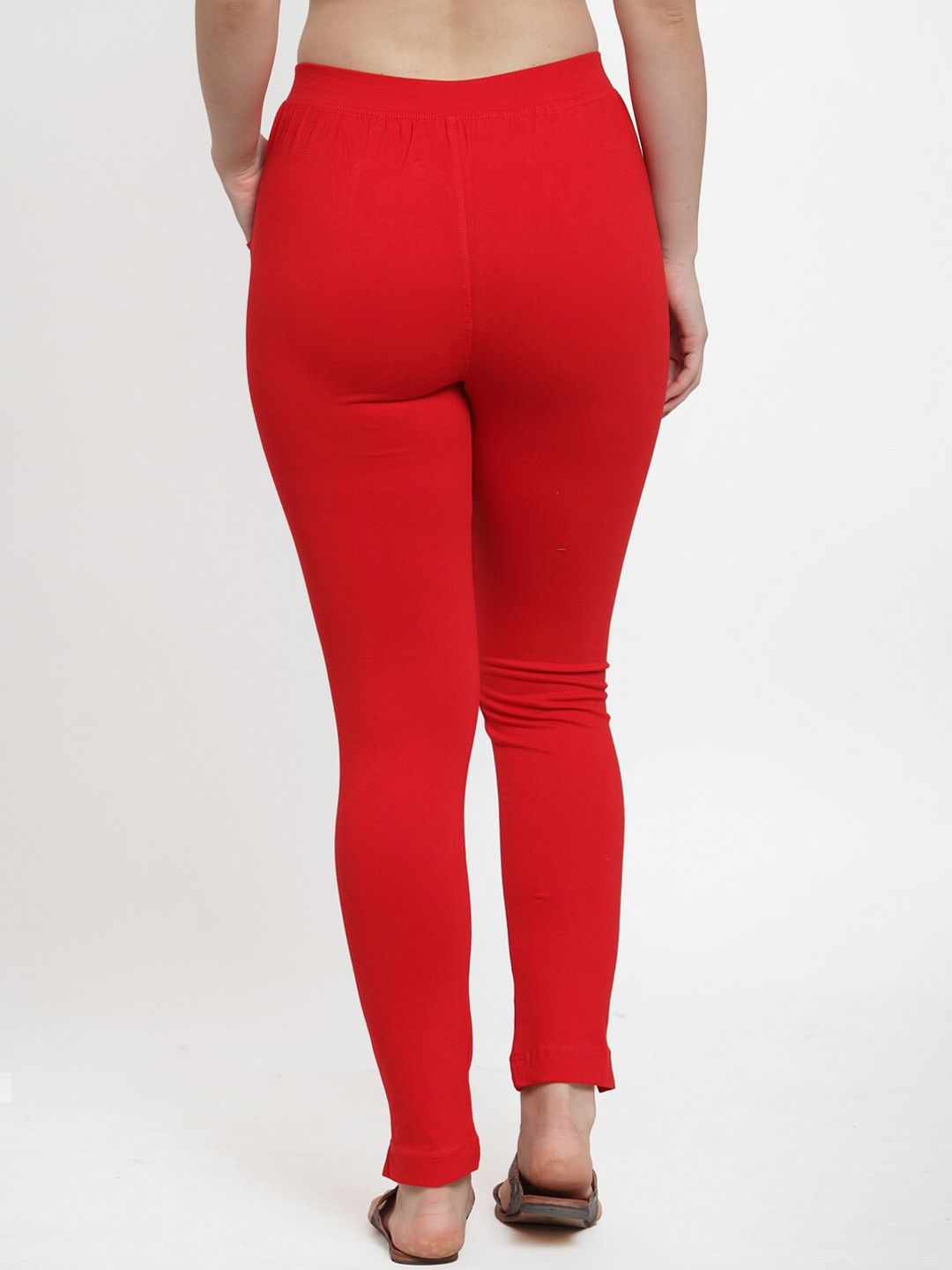 TAG 7 Women Pack Of 2 Red & Pink Solid Straight-Fit Ankle-Length Leggings