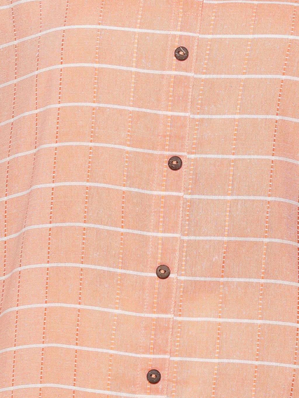 HERE&NOW Orange & White Checked Straight Kurta