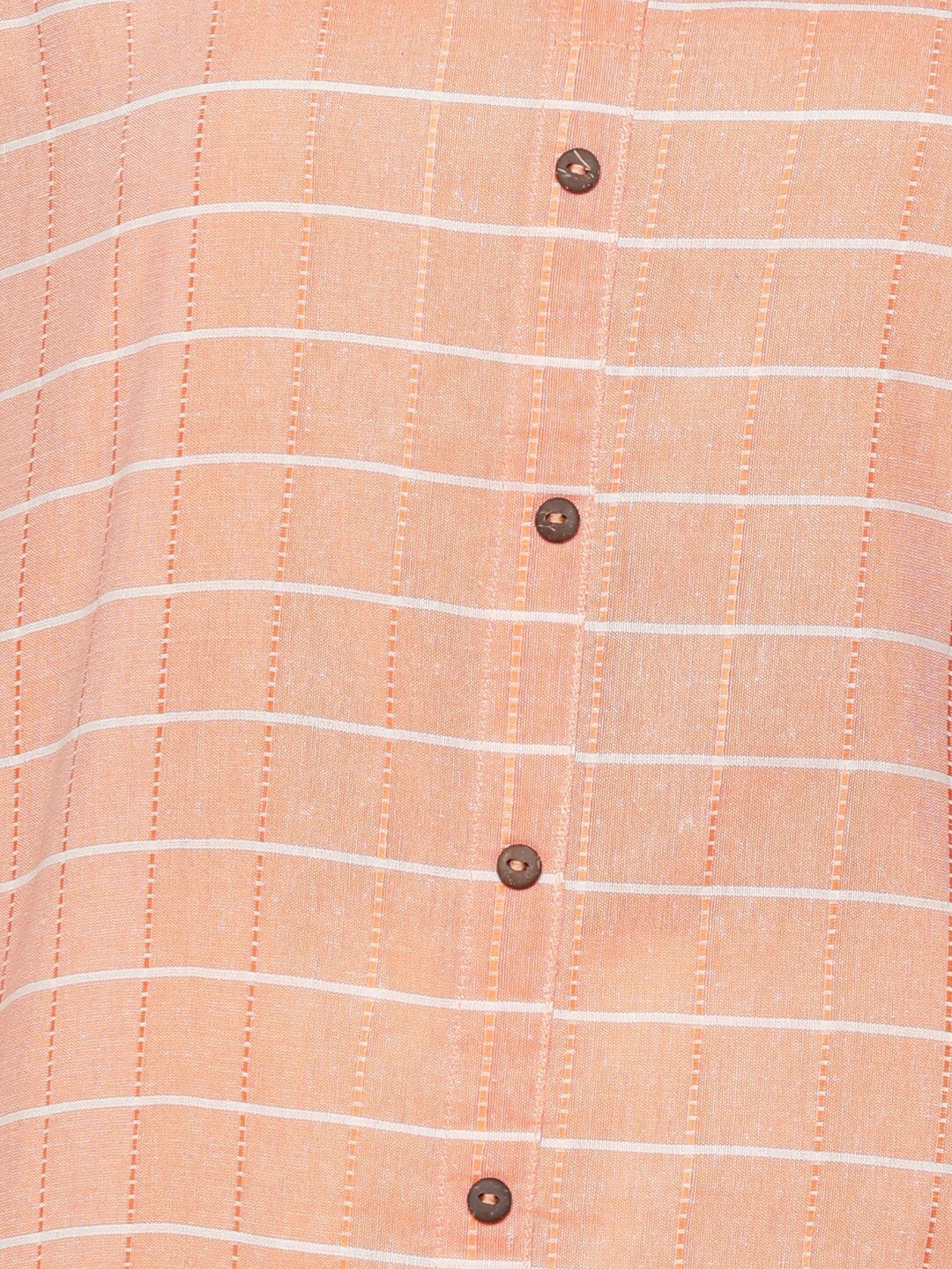 HERE&NOW Orange & White Checked Straight Kurta