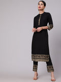 Aks Ethnic Motifs Printed Mandarin Collar Straight Kurta With Trousers