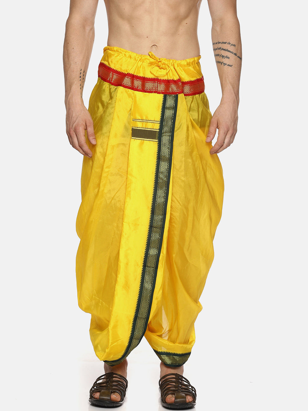 Sethukrishna Men Yellow Solid Readymade Dhoti Pants