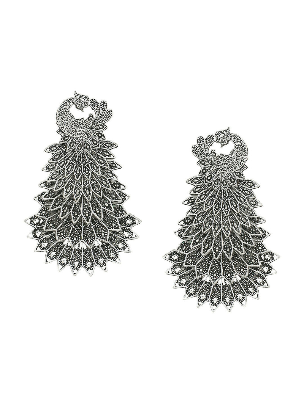NVR Women Silver Toned Contemporary Drop Earrings