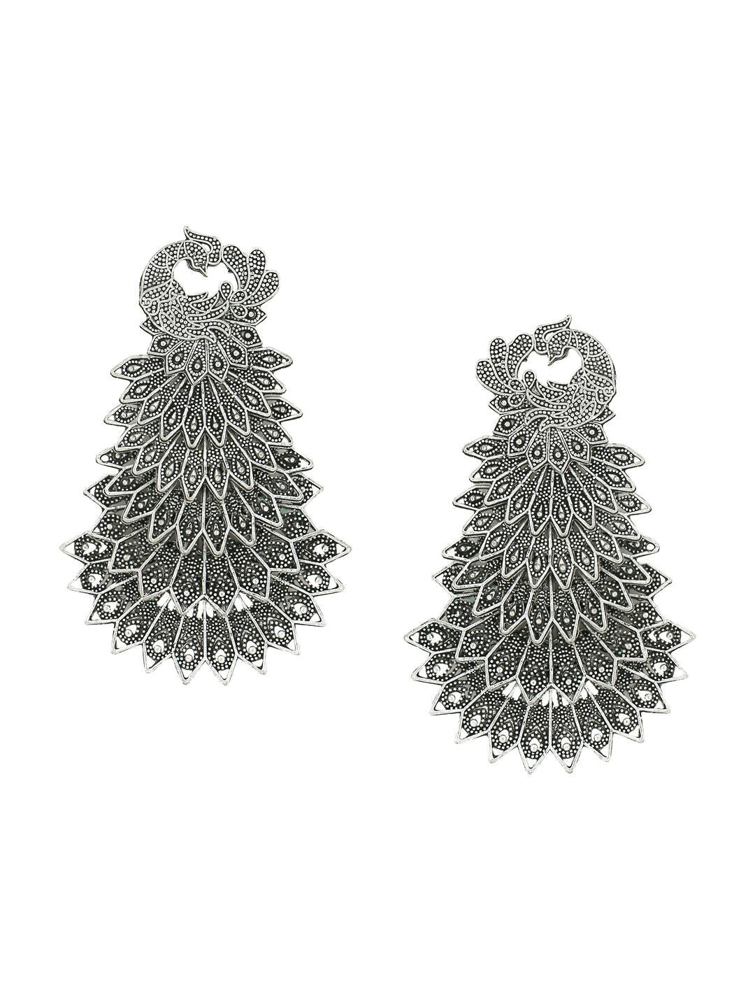 NVR Women Silver Toned Contemporary Drop Earrings