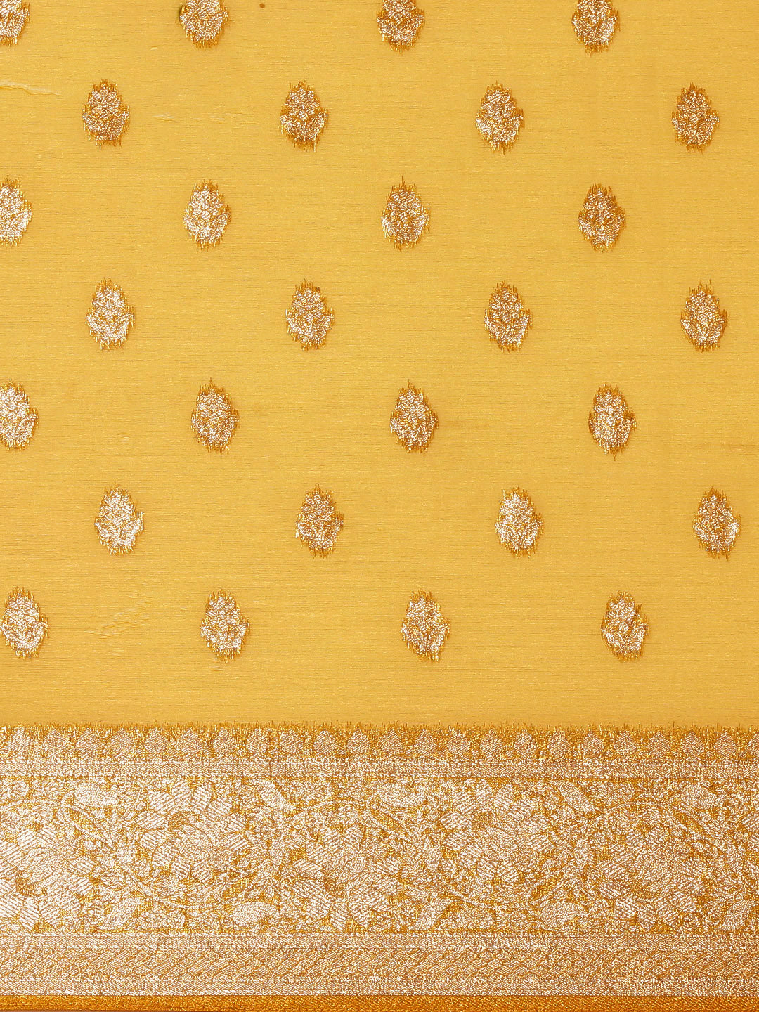 Saree Mall Mustard Ethnic Motifs Zari Organza Banarasi Saree