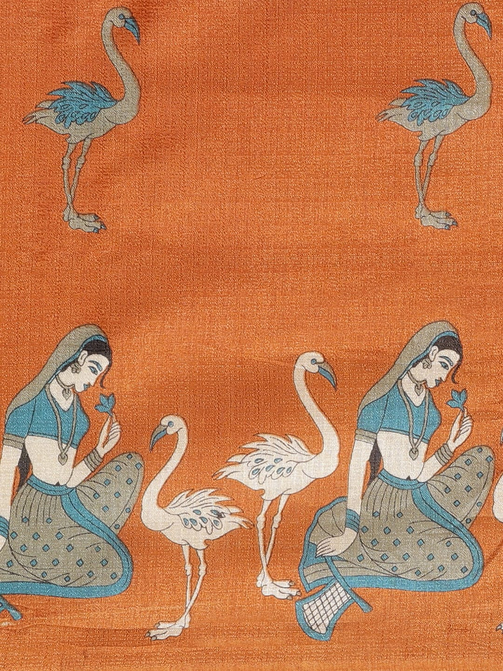 Saree Mall Rust Orange & Beige Ethnic Motifs Print Bhagalpuri Saree