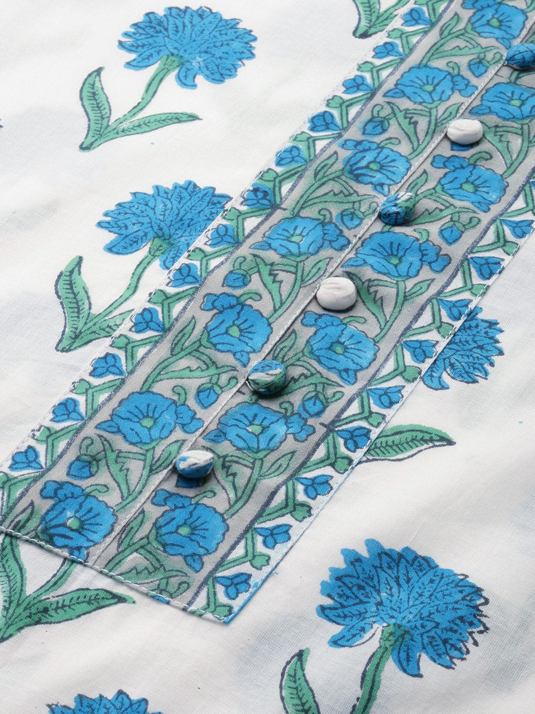 HERE&NOW Floral Printed Regular Pure Cotton Kurta with Churidar & With Dupatta