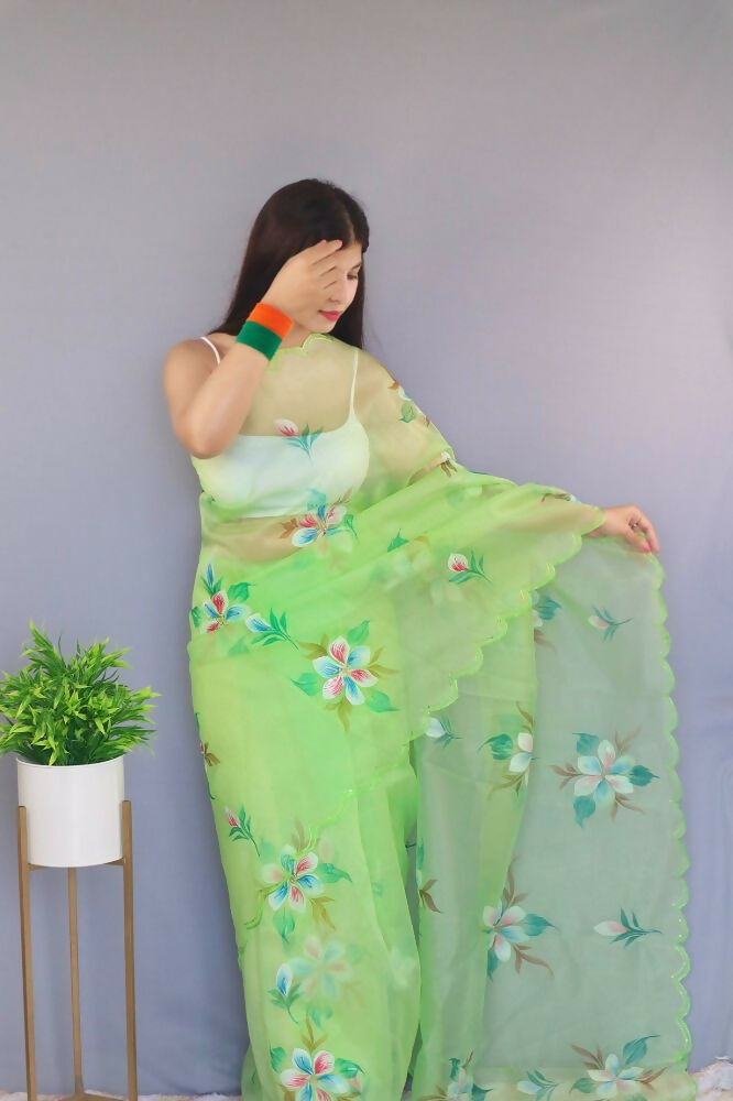 Vamsee Urmila Green Organza Saree