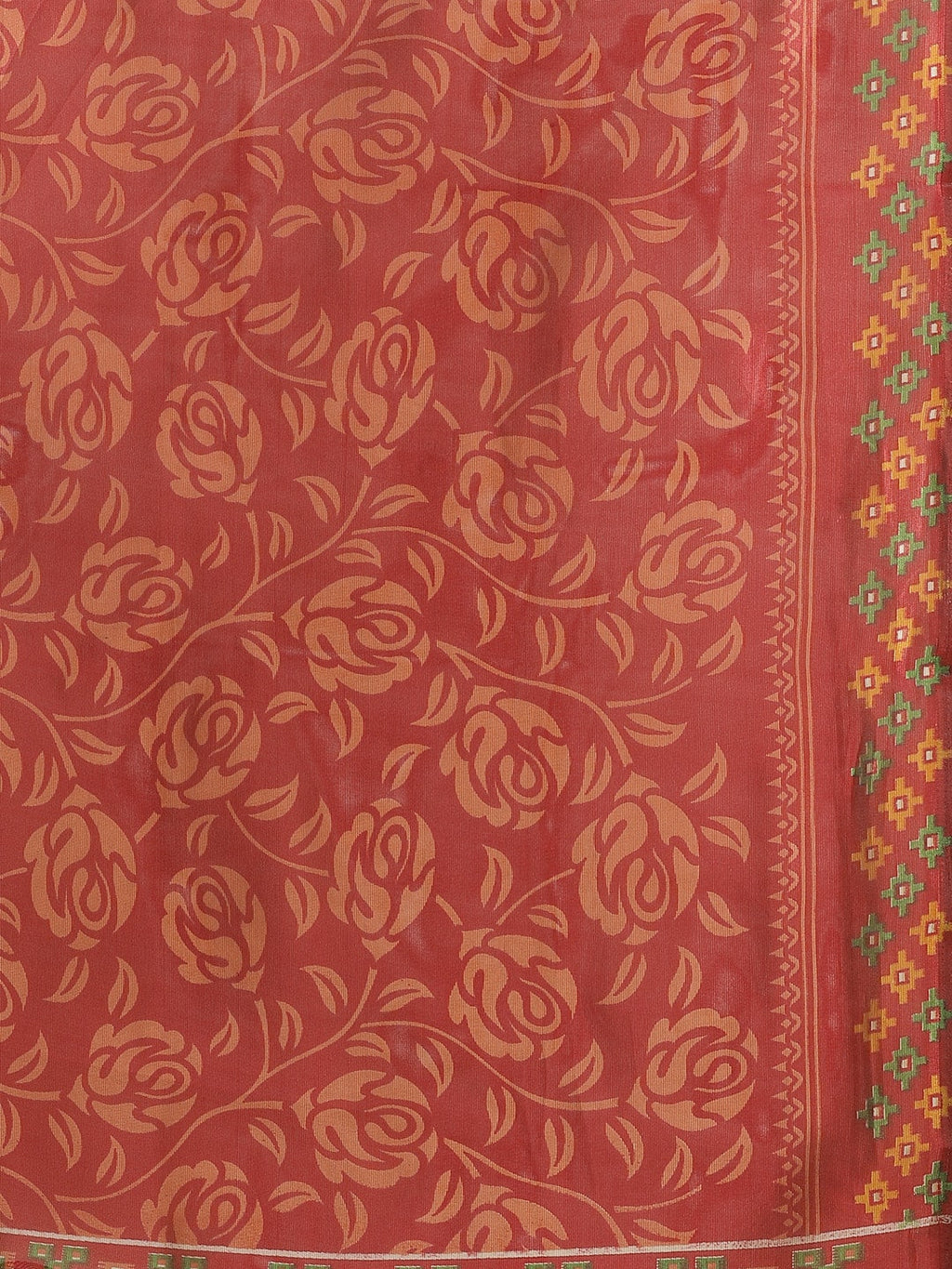 Saree Mall Rust Red & Mustard Yellow Printed Saree